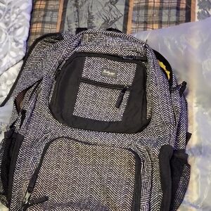 Thirty-One Black and White Herringbone Backpack